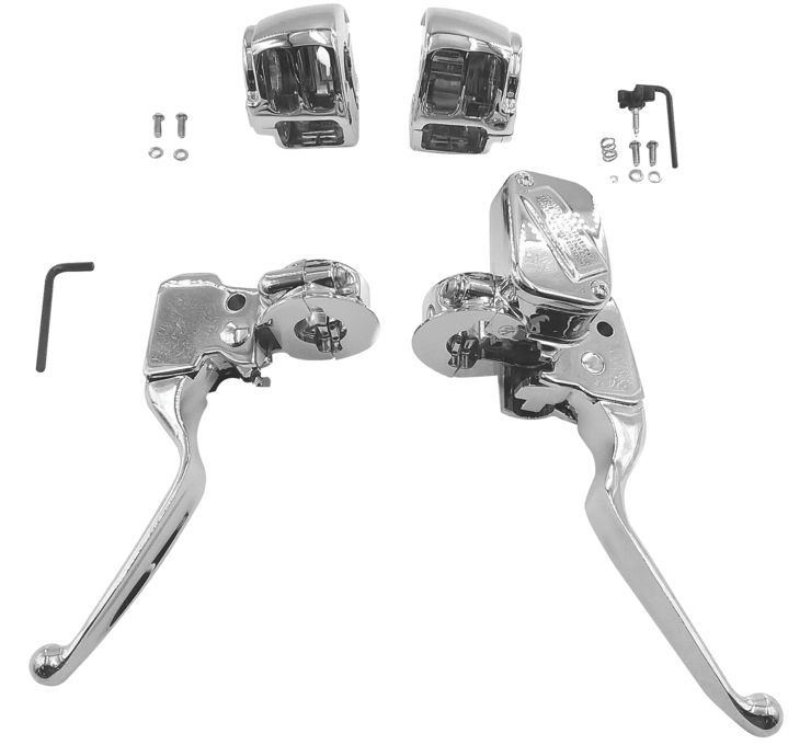 BC Chrome Handle Bar Controls Kit .5" Bore No Switches for Harley Softail Fatboy