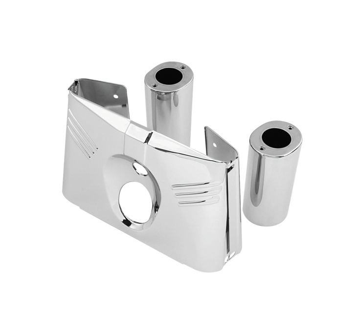 BC Chrome Fork Cover Tins Head Light Housing 5pc 1