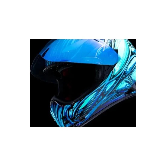 Icon Adult Domain Nouveau Helmet Full Face | XS S M L XL 2XL 3XL | Silver Blue 26