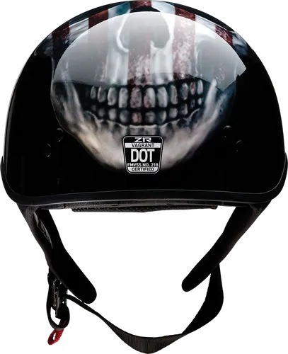 Z1R Adult Vagrant USA Skull Helmet Half Face | XS S M L XL 2XL | Black White Blue 7