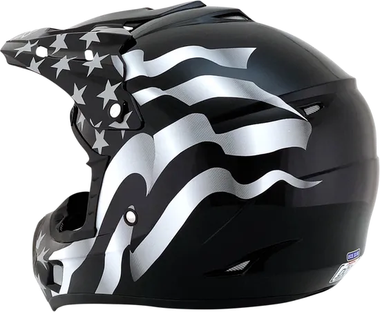 AFX Adult FX-17 Flag Helmet MX | 3XL 4XL | Black White Blue Red