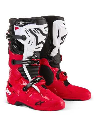 Alpinestars Tech 10 Enduro Boots Adult 7 8 9 10 11 12 13 14 Black White Fluorescent Orange Bright Red 6