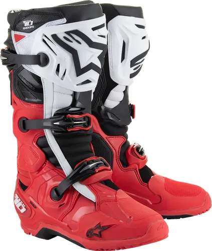 Alpinestars Tech 10 Enduro Boots Adult 7 8 9 10 11 12 13 14 Black White Fluorescent Orange Bright Red 18