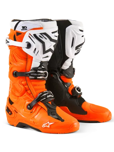 Alpinestars Tech 10 Enduro Boots Adult 7 8 9 10 11 12 13 14 Black White Fluorescent Orange Bright Red 36