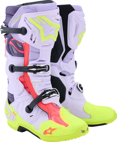 Alpinestars Tech 10 Supervented Boots Adult 7 8 9 10 11 12 13 14 Rainbow Black White Blue Red Orange Fluorescent Orange Purple Pink Fluorescent Yellow 6