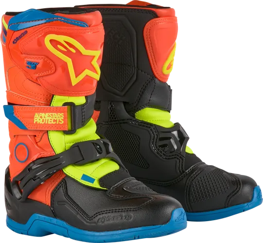 Alpinestars Tech 3S Kids Boots Kids 10 11 12 13 Blue Fluorescent Yellow Fluorescent Orange Black White Red 7