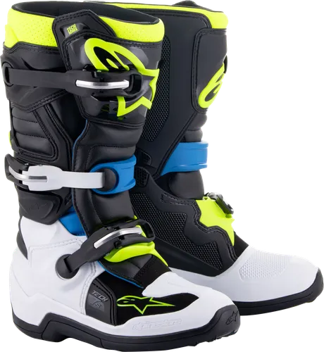 Alpinestars Youth Tech 7S Boots Youth 4 6 7 8 Black Gray Red Yellow White Rainbow 58