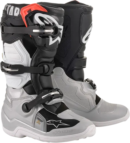 Alpinestars Tech 7S Youth Boots Youth 4 6 7 8 Black Gray White Fluorescent Orange Silver 30