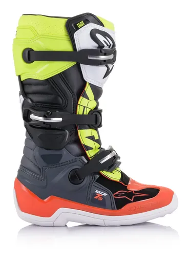 Alpinestars Youth Tech 7S Boots Youth 4 6 7 8 Black Gray Red Yellow White Rainbow 6