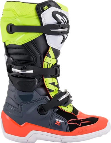Alpinestars Youth Tech 7S Boots Youth 4 6 7 8 Black Gray Red Yellow White Rainbow 8