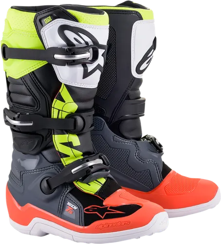 Alpinestars Youth Tech 7S Boots Youth 4 6 7 8 Black Gray Red Yellow White Rainbow 33