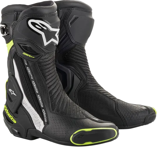 Alpinestars SMX Plus Vented Boots Adult 10.5 11.5 12 12.5 3.5 5 6 6.5 7.5 8 9 9.5 Black White Red Yellow 40