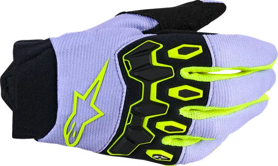 Alpinestars Youth Full Bore V2 Gloves Youth 3XS 2XS XS S M L Purple Fluorescent Yellow Black Yellow 5
