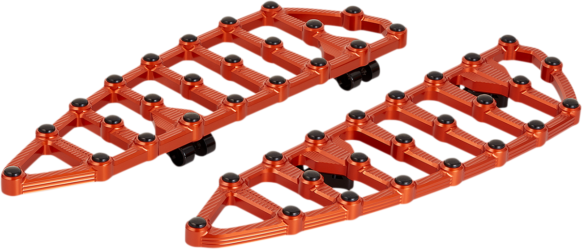 Arlen Ness MX Grip Billet Driver Floorboards Orange Pair