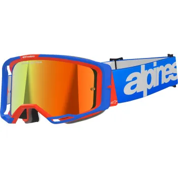 Alpinestars Blue Orange White Fluorescent Yellow Adult Vision 8 Wordmark Goggle Single Red Silver 2