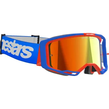 Alpinestars Blue Orange White Fluorescent Yellow Adult Vision 8 Wordmark Goggle Single Red Silver 4
