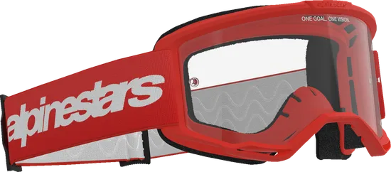Alpinestars Fluorescent Yellow Blue Black White Red Yellow Adult Vision 3 Wordmark Goggle Single Silver Clear 9