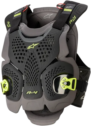 Alpinestars Adult Men A-4 Max Chest Guard XS S XL 2XL Black Gray Yellow 3