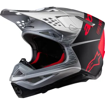 Alpinestars Adult Supertech M10 Flood Helmet MX | XS S M L XL 2XL | Black Gray Red Silver Blue 26