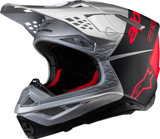 Alpinestars Adult Supertech M10 Flood Helmet MX | XS S M L XL 2XL | Black Gray Red Silver Blue 42