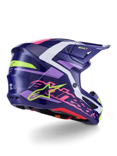 Alpinestars Adult SM7 Deed Helmet MX | XS S M L XL 2XL | Blue Yellow Red White Purple Pink 23