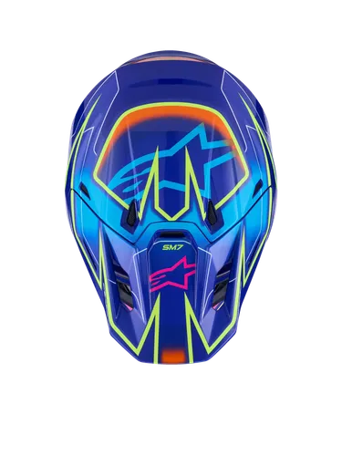 Alpinestars Adult SM7 Cast Helmet MX | S M L XL 2XL | Blue Yellow Pink 5
