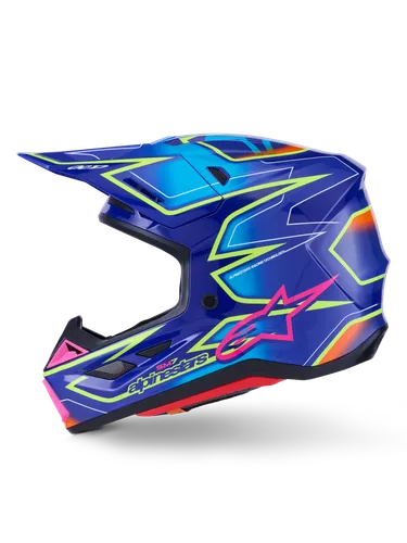 Alpinestars Adult SM7 Cast Helmet MX | S M L XL 2XL | Blue Yellow Pink 10