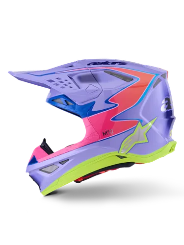Alpinestars Adult S-M10 Jett Lawrence R01 Helmet MX | XS S M L XL 2XL | Purple Pink Yellow 10