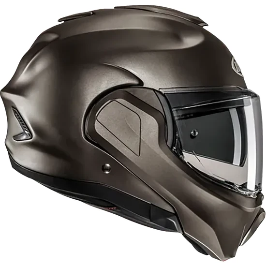 HJC Adult F100 Solid Modular Helmet Modular | XS S M L XL 2XL | White Gray Blue Silver Black Black Satin 13