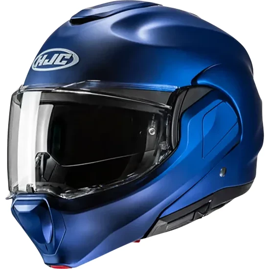 HJC Adult F100 Solid Modular Helmet Modular | XS S M L XL 2XL | White Gray Blue Silver Black Black Satin 42