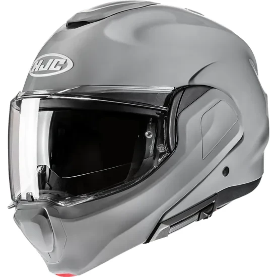 HJC Adult F100 Solid Modular Helmet Modular | XS S M L XL 2XL | White Gray Blue Silver Black Black Satin 11